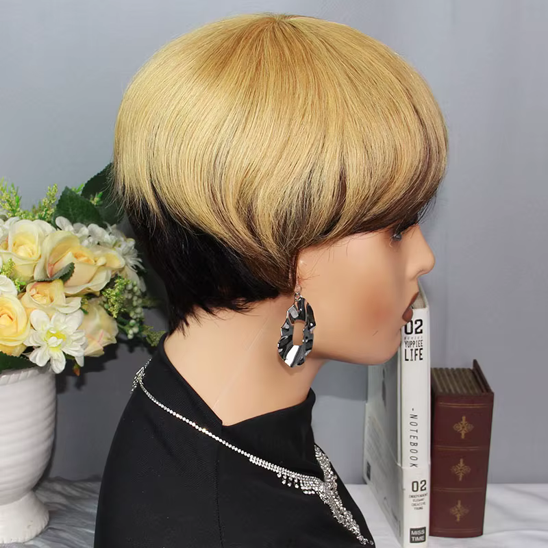 Perruque courte Pixie Cut en cheveux humains pour femmes
