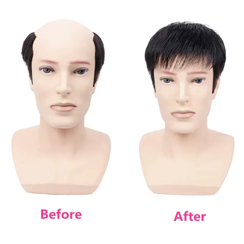 Perruque synthétique pour hommes avec cheveux courts
