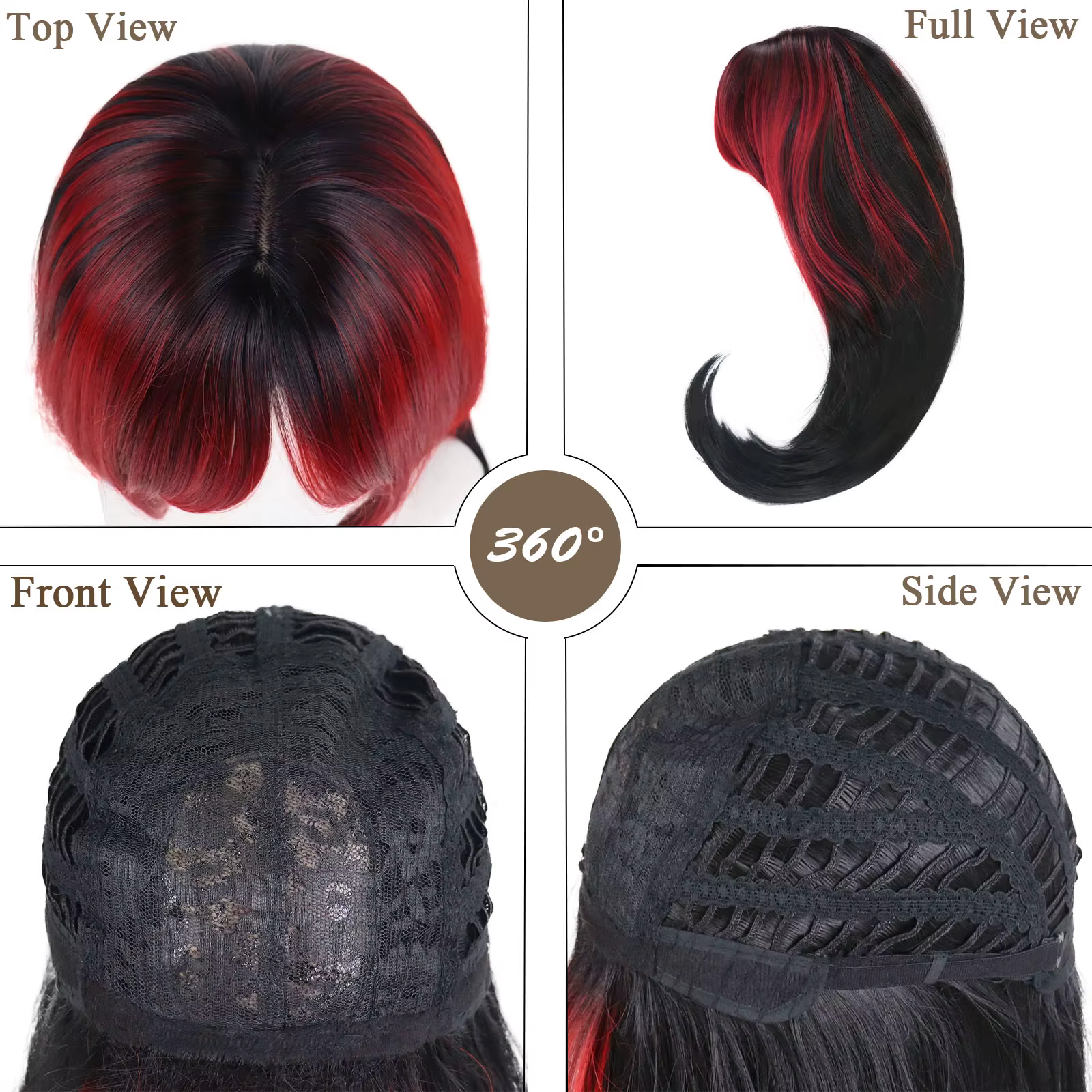 Perruques rouges et noires pour femmes