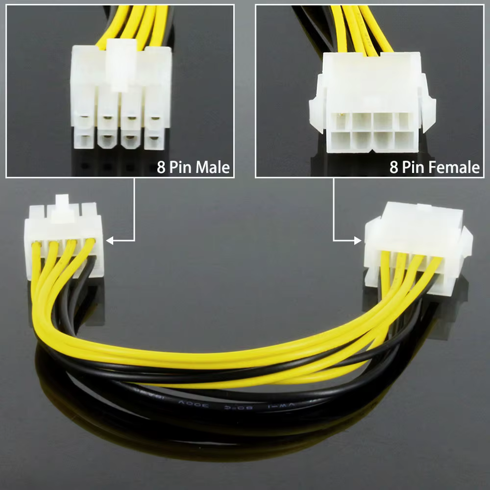 OULLX 8 broches à 8 broches ATX EPS mâle à femelle Extension d'alimentation CPU PSU carte mère câble adaptateur d'extension d'alimentation