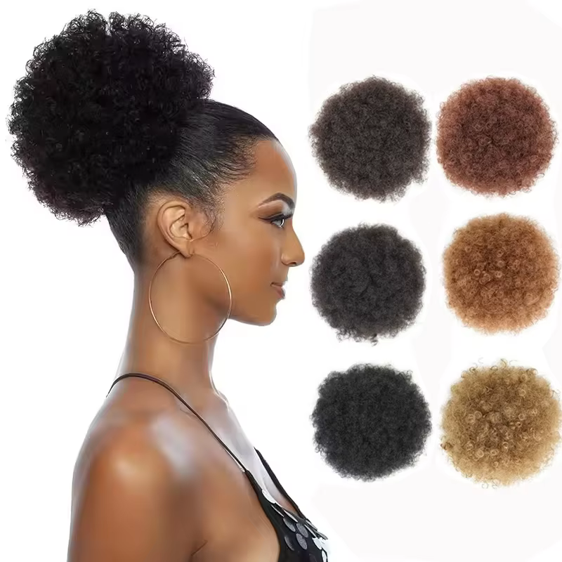 Queue de cheval synthétique Afro Puff à cordon de serrage