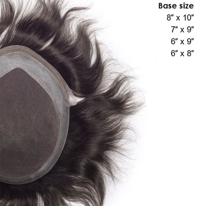 Hollywood toupet homme perruque mâle cheveux prothèse respirant dentelle suisse et PU naturel