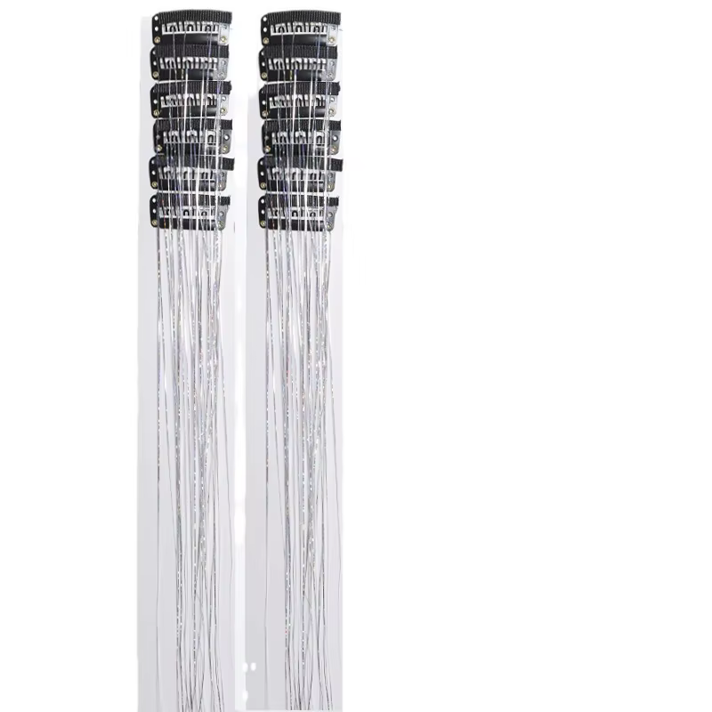 12 pièces cheveux synthétiques Tinsel 20 pouces pince en paillettes