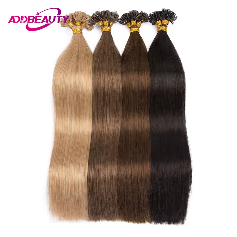 Addbeauty Extensions de cheveux de Fusion humaine U pointe kératine Capsule 100% Remy