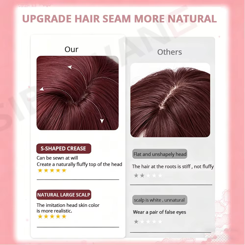 Perruque synthétique longue et droite de haute qualité rouge framboise avec frange, synthétique pour femme, usage quotidien et cosplay, perruque longue pour femme