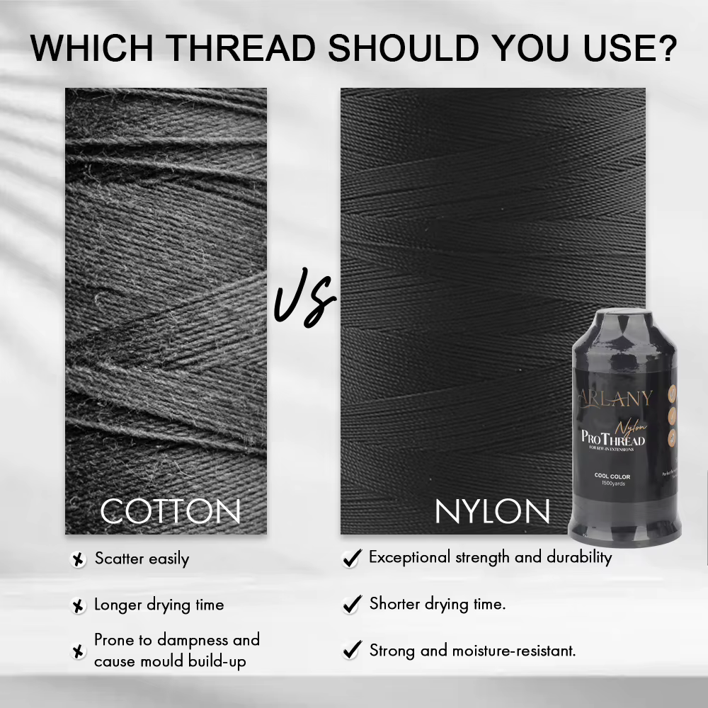 ARLANY trame Extension de cheveux fil à coudre 1500 Yards fil collé en Nylon pour poignée tissage perruque faisant des