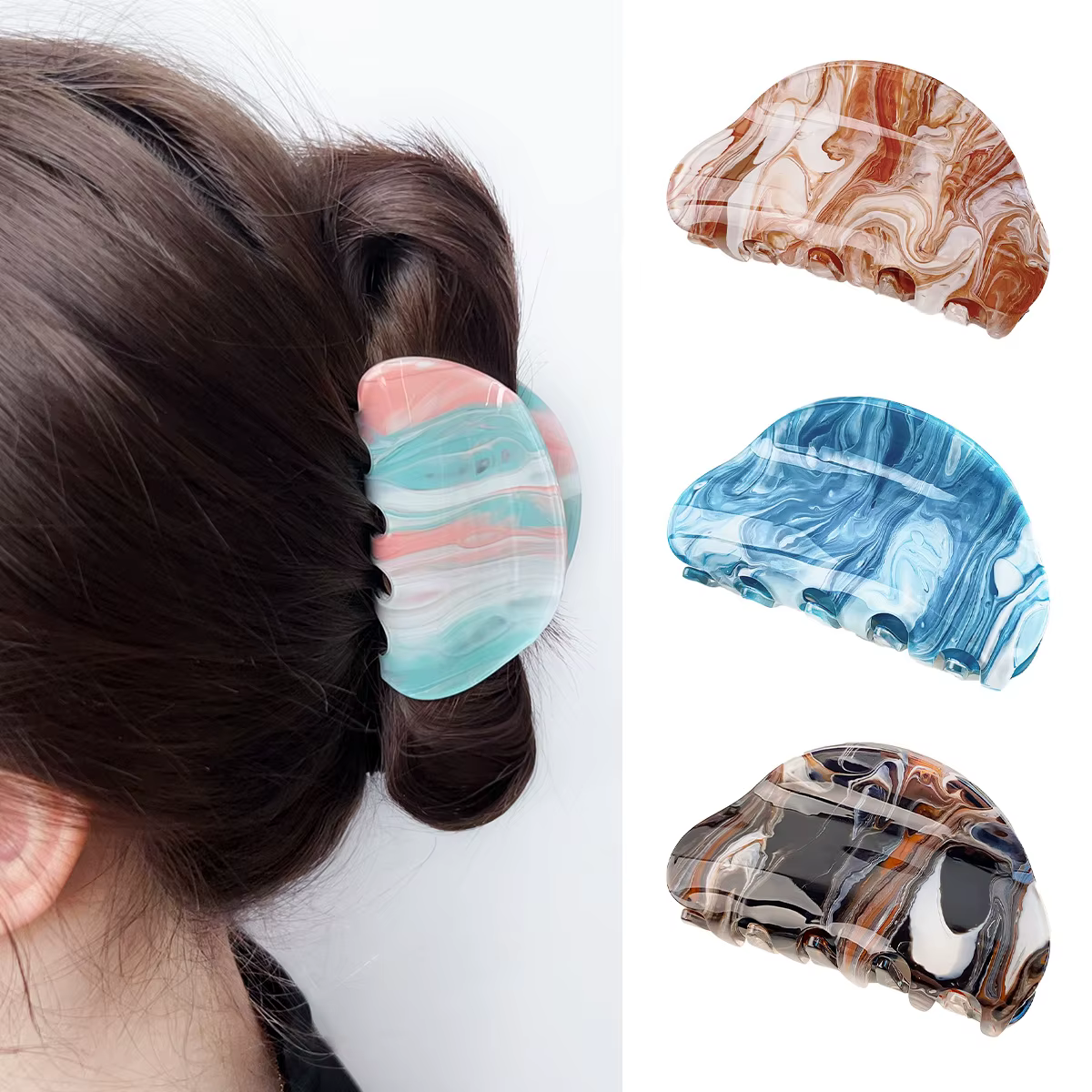 Pince à cheveux rétro française à rayures simples pour femmes
