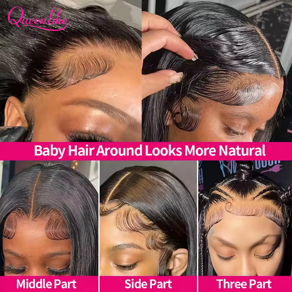 Dinner Enlike-Perruque Brésilienne Naturelle en Cheveux Lisses pour Femme