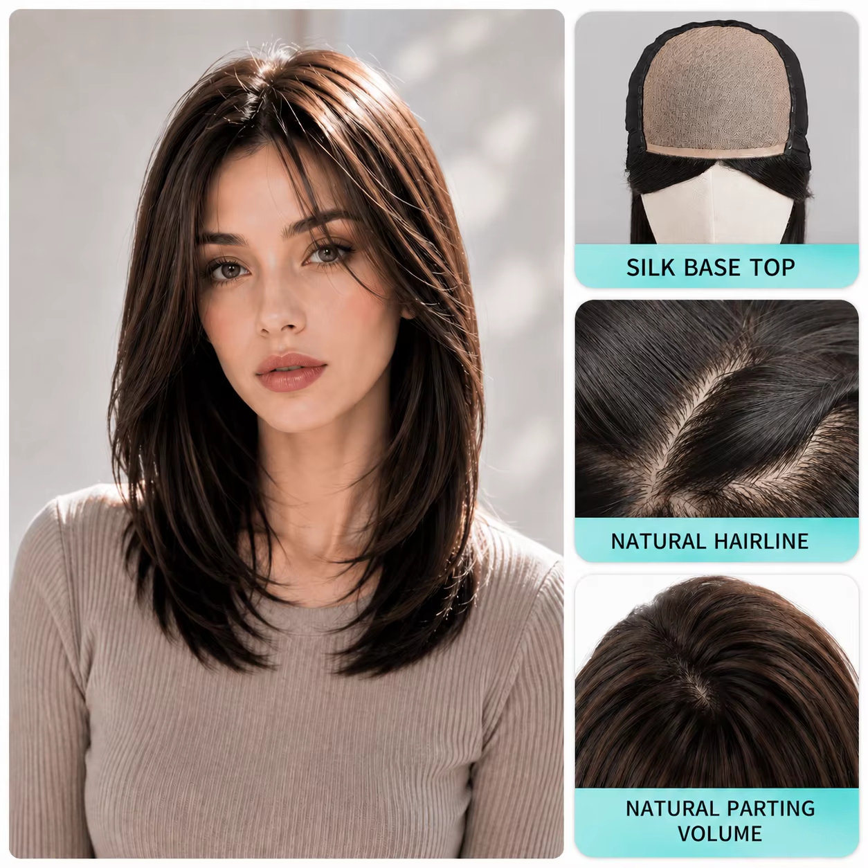 Perruque en cheveux humains malaisiens
