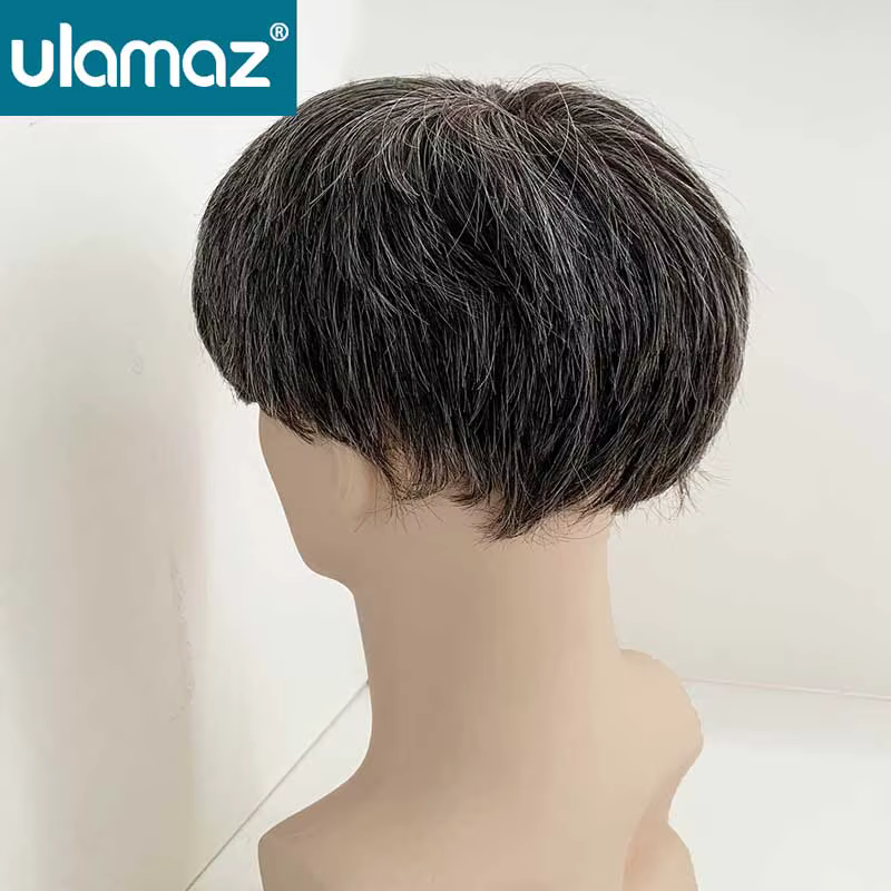 Perruques pour hommes, coupe de cheveux en cheveux humains