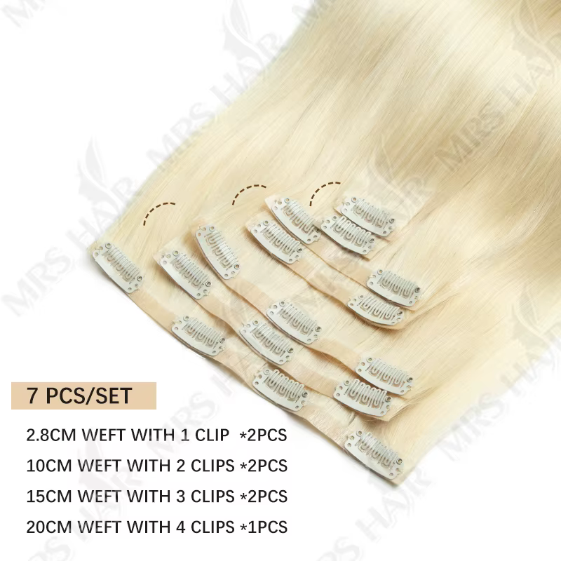 Extensions de cheveux à clipser invisibles blonds