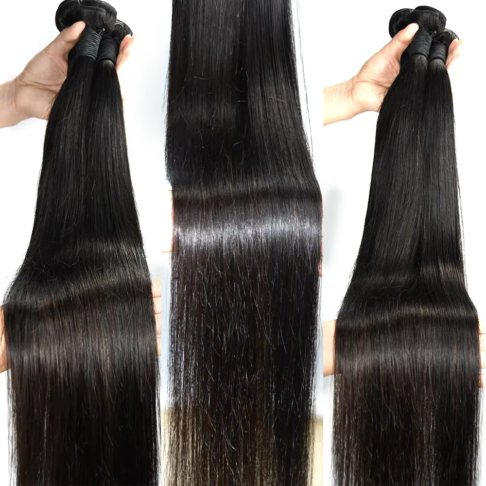 Extensions de cheveux humains lisses Queenlike 12A avec closure 4x4 5x5 6x6 13x4 en dentelle