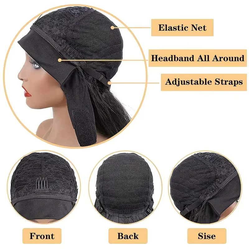 WIGSIN 16 pouces synthétique bandeau court vague d'eau perruque de cheveux bouclés pour les femmes respirant