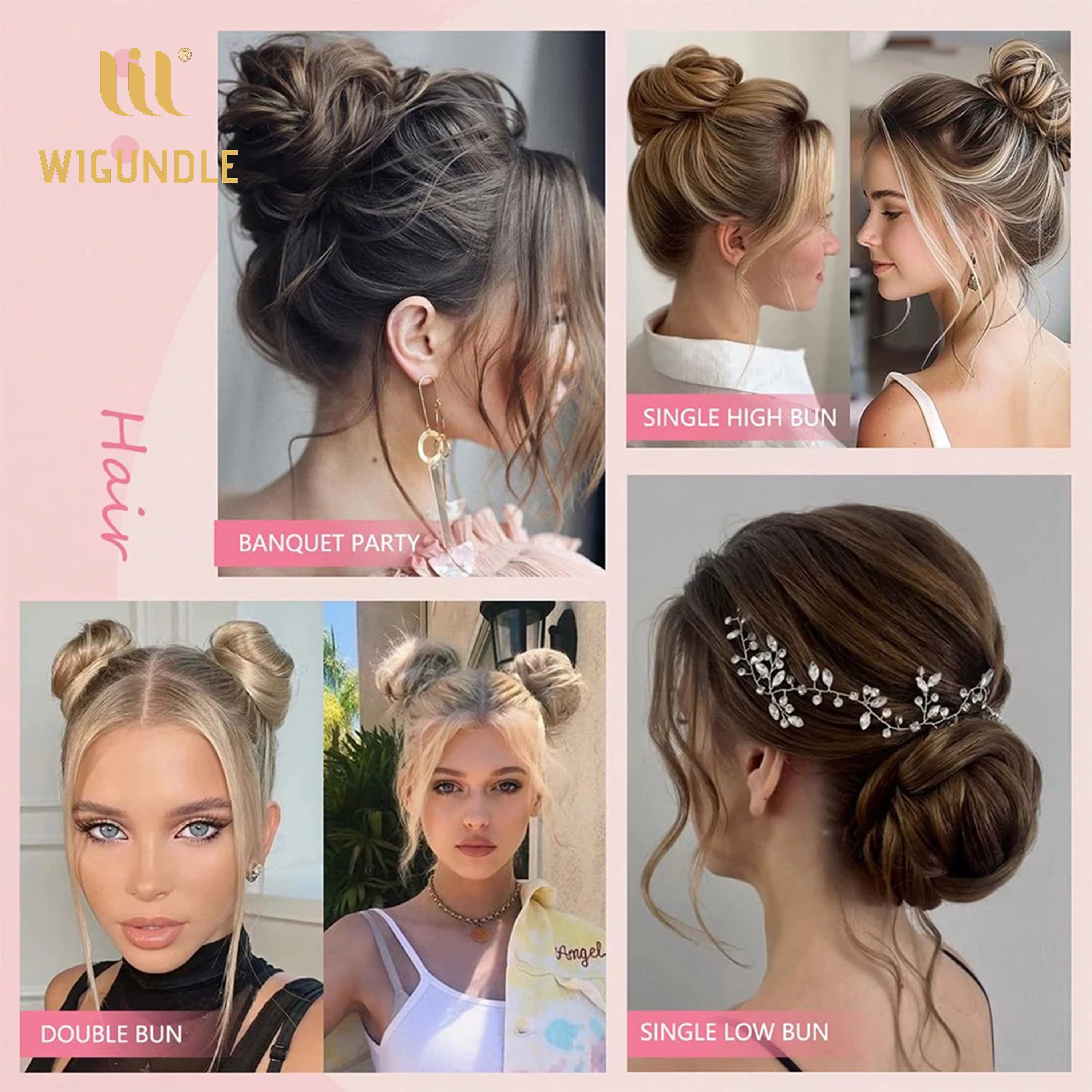 Chignon synthétique lisse pour femme