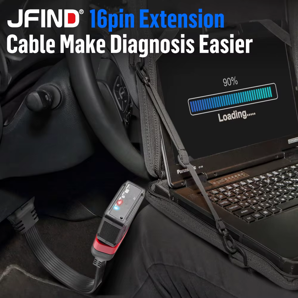 Connecteur d'extension OBD 2 OBD II JFIND JF36 16 broches mâle vers 16 broches femelle pour diagnostic automobile, câble d'extension pour outil de diagnostic auto ELM327
