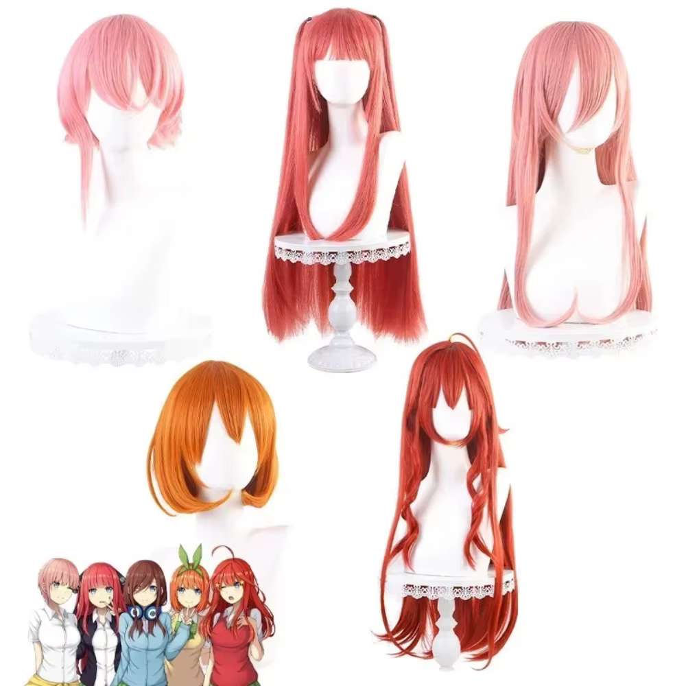 Perruque de cosplay synthétique pour l'anime scolaire The Quintessential Quintuplets Gotoubun no Hanayome Nakano Ichika Nino Yotsuba Itsuki