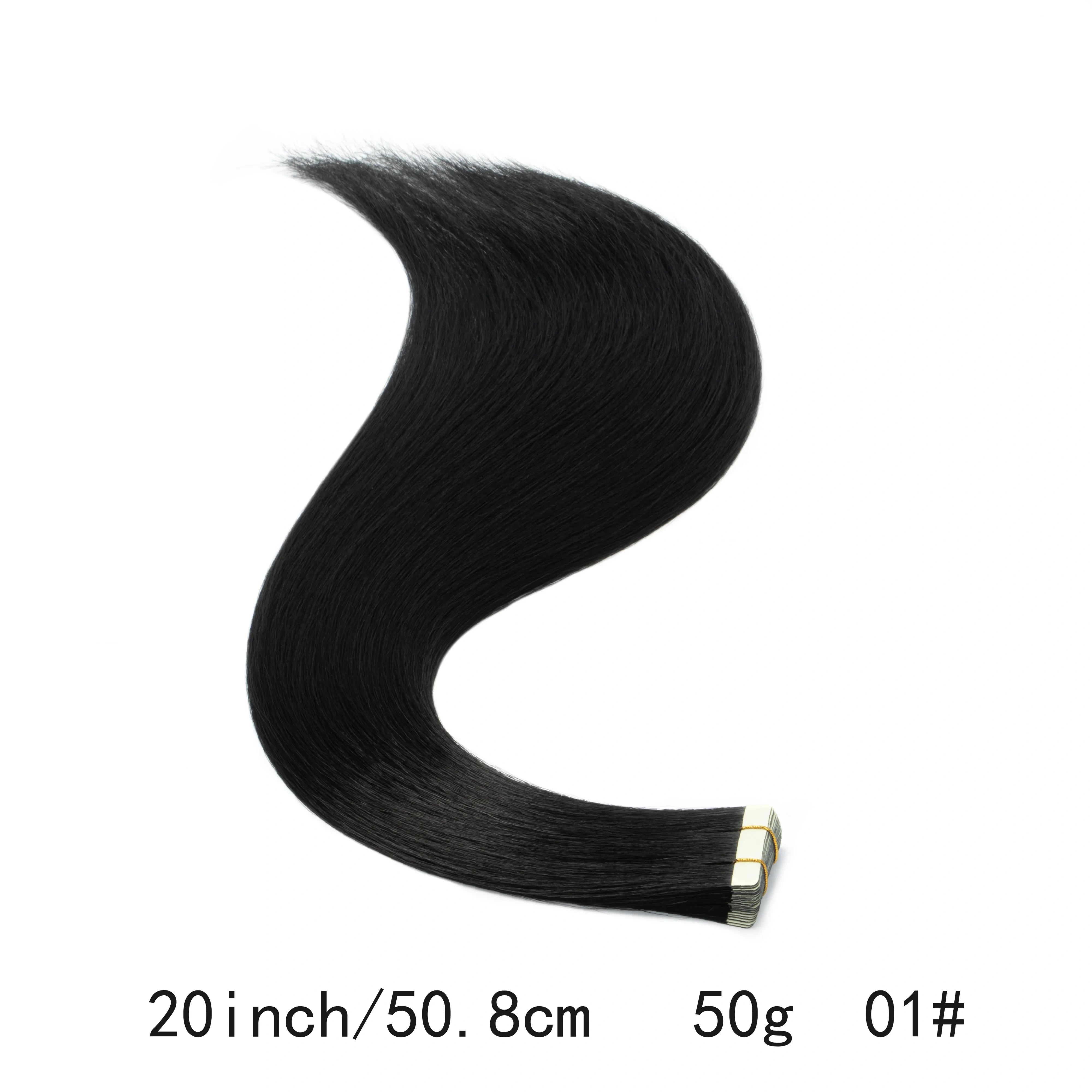 Extensions de cheveux synthétiques à bandes adhésives de qualité salon, trame droite, 50g/20 pièces, extensions adhésives pour femmes pour une installation facile