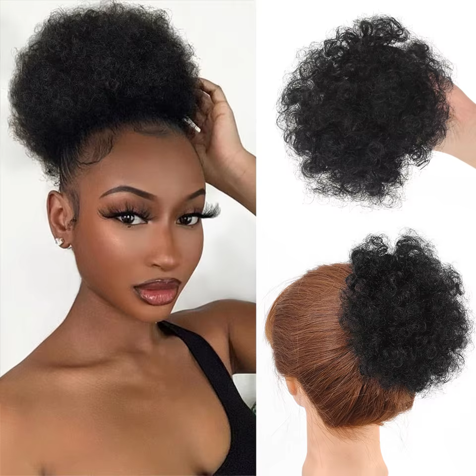 LUPU synthétique Afro bouffée cordon queue de cheval crépus bouclés cheveux chignon avec Clips dans les Extensions Updo pour les femmes noires