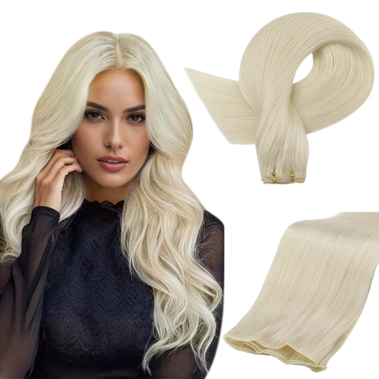 Pleine brillance 14-18 pouces génie trame Extensions de cheveux