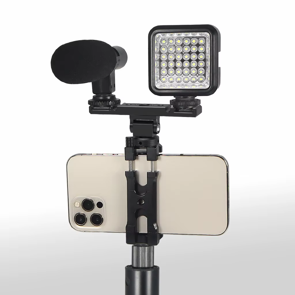 Support de barre d'extension de lumière à double chaussure froide pour Gopro Insta360 appareil photo reflex numérique Microphone support de lumière vidéo support de trépied Vlog