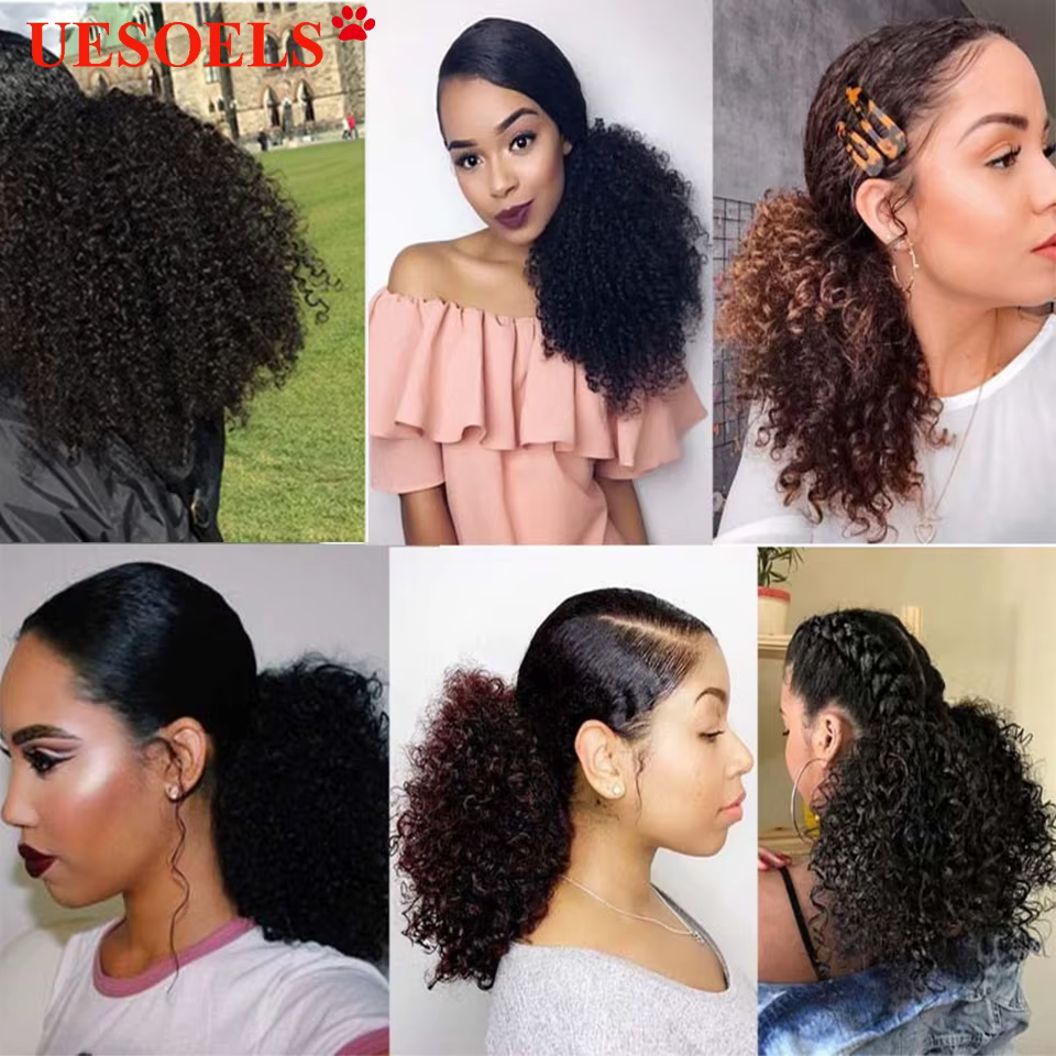 Extension de cheveux naturels brésiliens Remy à enrouler autour de la queue de cheval
