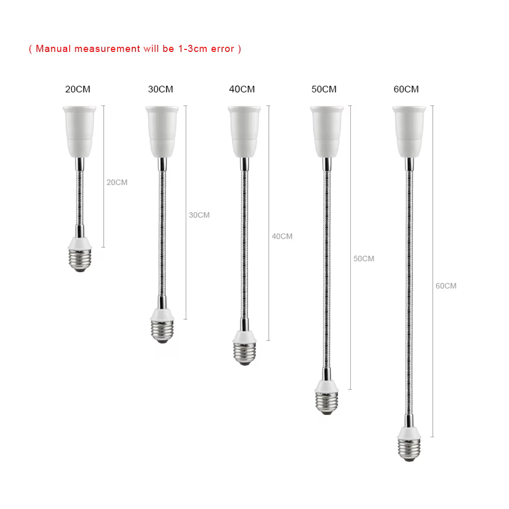 20/30/40/50/60cm E27 à E27 Base support de lampe LED adaptateur d'extension convertisseur vis douille Extender porte-ampoule