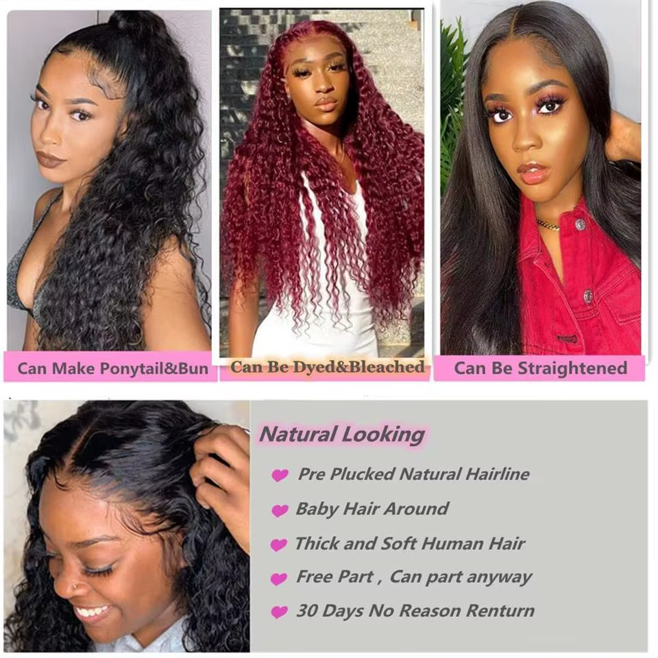 Perruque Lace Front Wig Deep Wave brésilienne naturelle-ALIPEARL