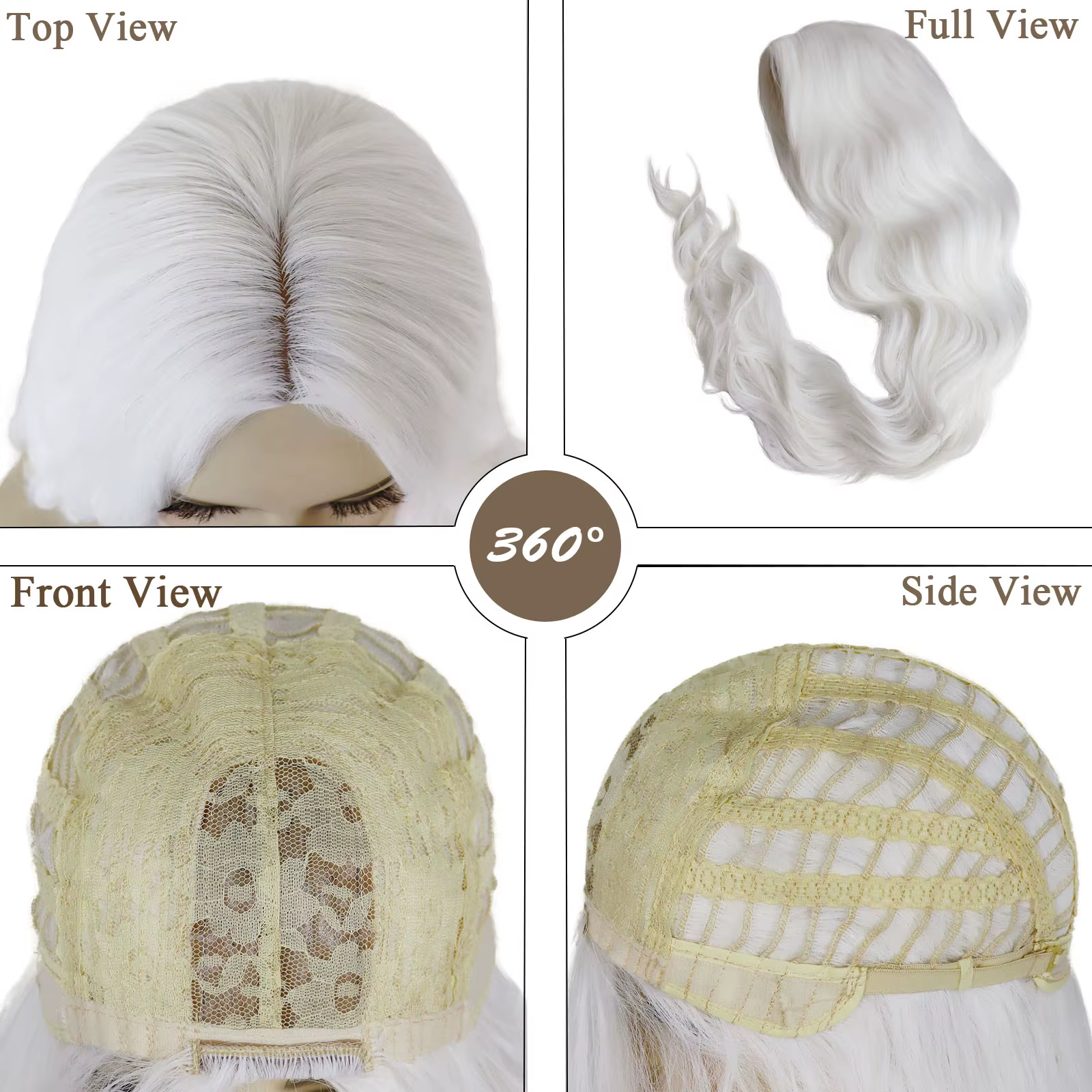 Perruques synthétiques longues blanches pour femmes