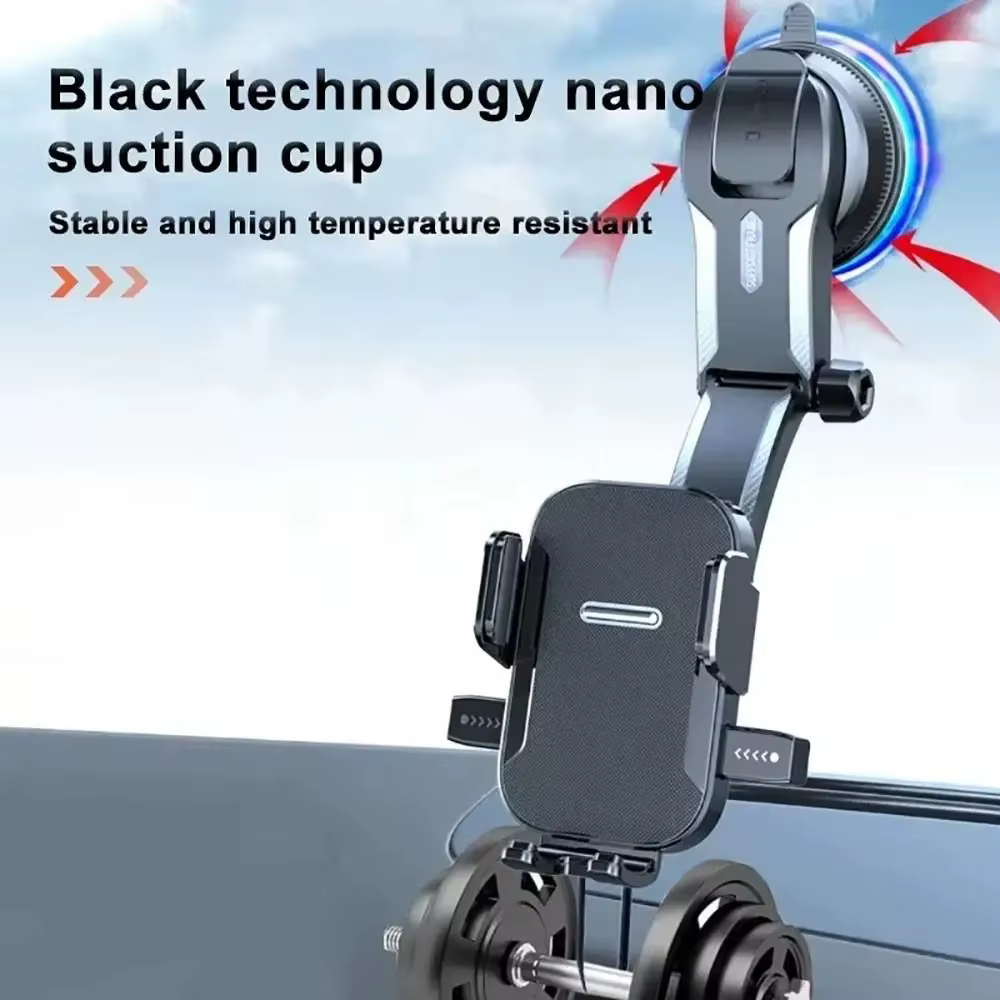 Support de téléphone de voiture à ventouse par gravité, réglable et extensible, pour pare-brise et tableau de bord, navigation