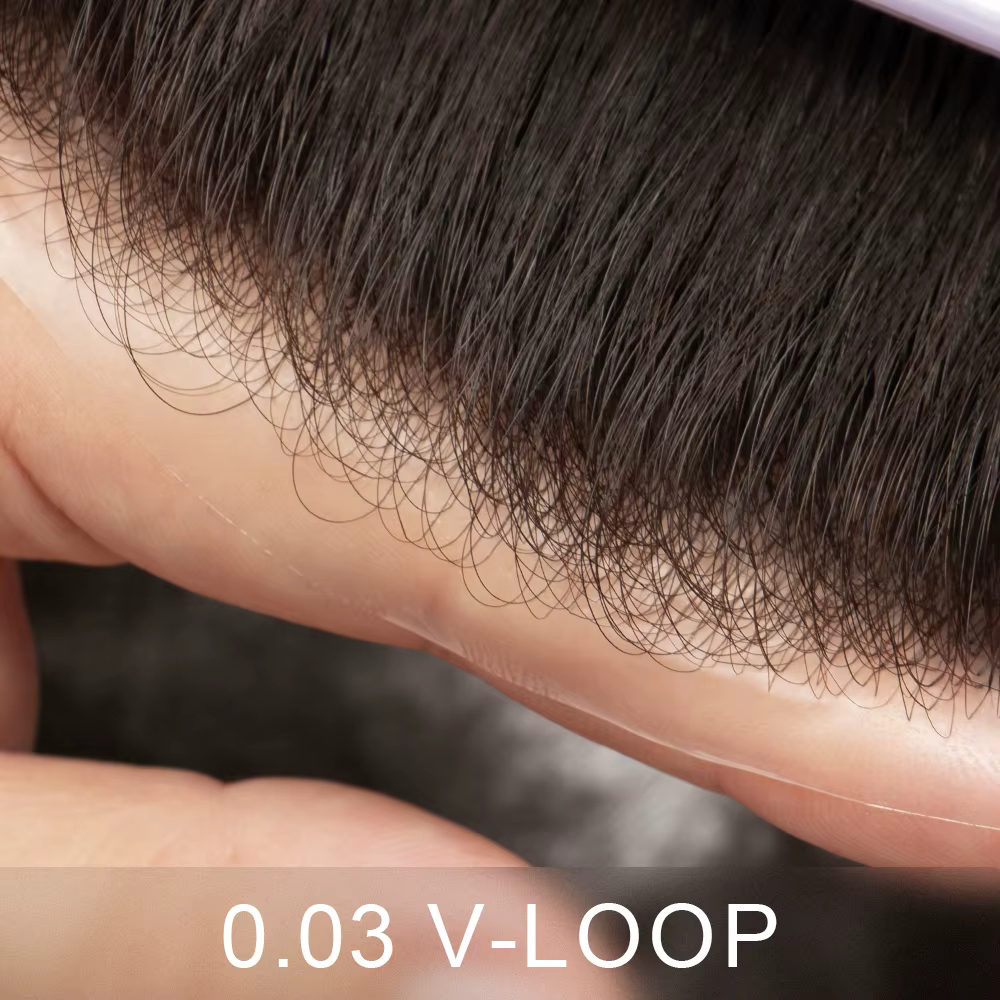 Hommes toupet cheveux humains 90% 100%