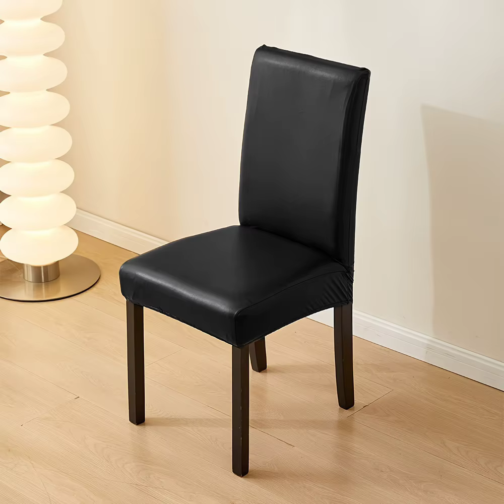Housses de chaise imperméables en cuir PU, housse de protection extensible pour siège de chaise, salle à manger, Restaurant, cuisine, couleurs unies