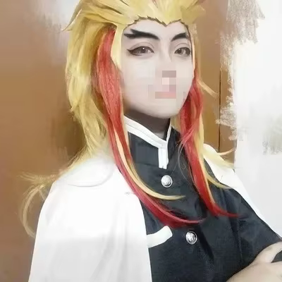 Rengoku Kyoujurou perruque Kimetsu No Yaiba Cosplay rouge jaune mixte résistant à la chaleur cheveux synthétiques jeu de rôle Halloween Costume perruques