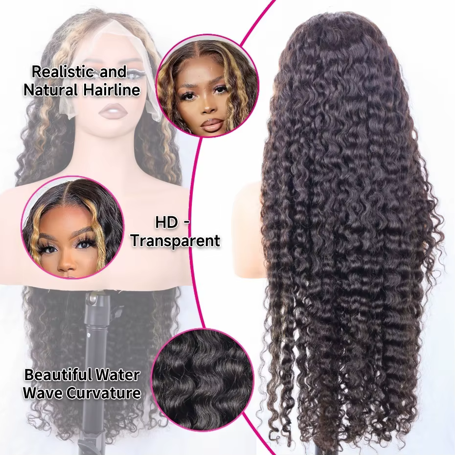 Perruque Lace Frontale 360 avec mèches blondes