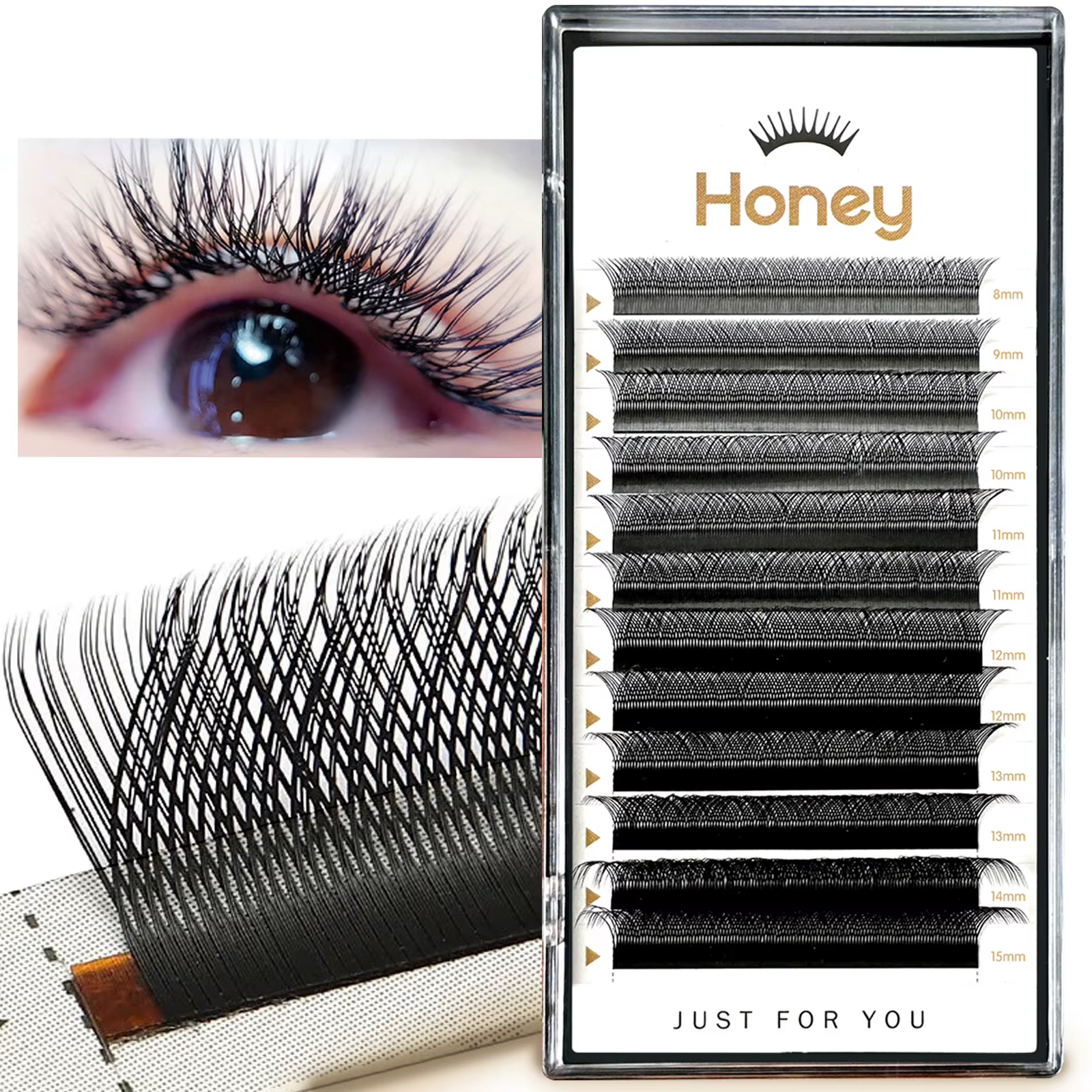 Extensions de cils en forme de YY, cils au miel, noir mat, 0.05 0.07 8-15mm