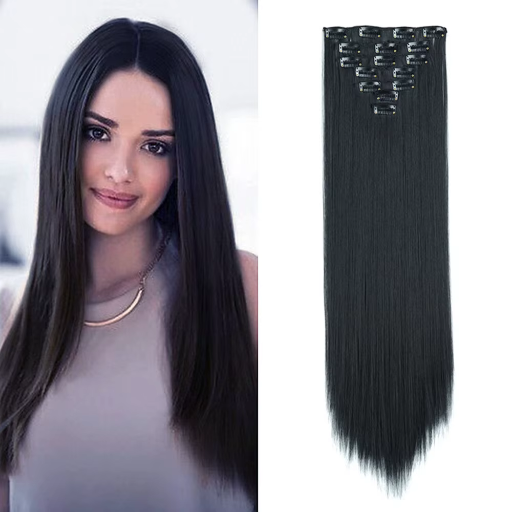 Extensions de cheveux synthétiques à clipser pour femmes et filles
