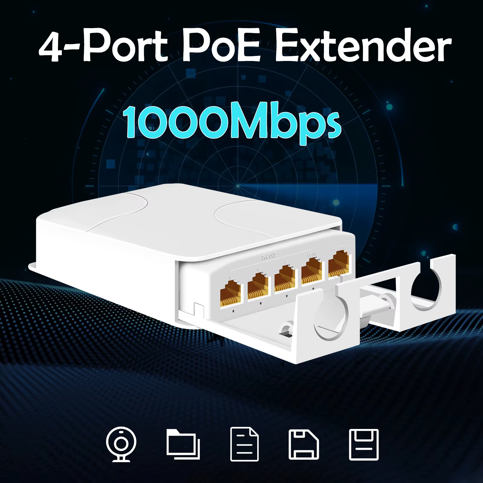 PESENSKA POE Extender extérieur étanche 1000Mbps répéteur d'extension 1 en 4 sortie 48V adaptateur de commutateur réseau IEEE 802.3at/af