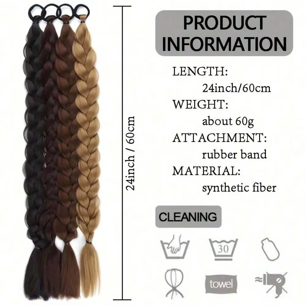 Extensions de queue de cheval synthétiques tressées avec élastique