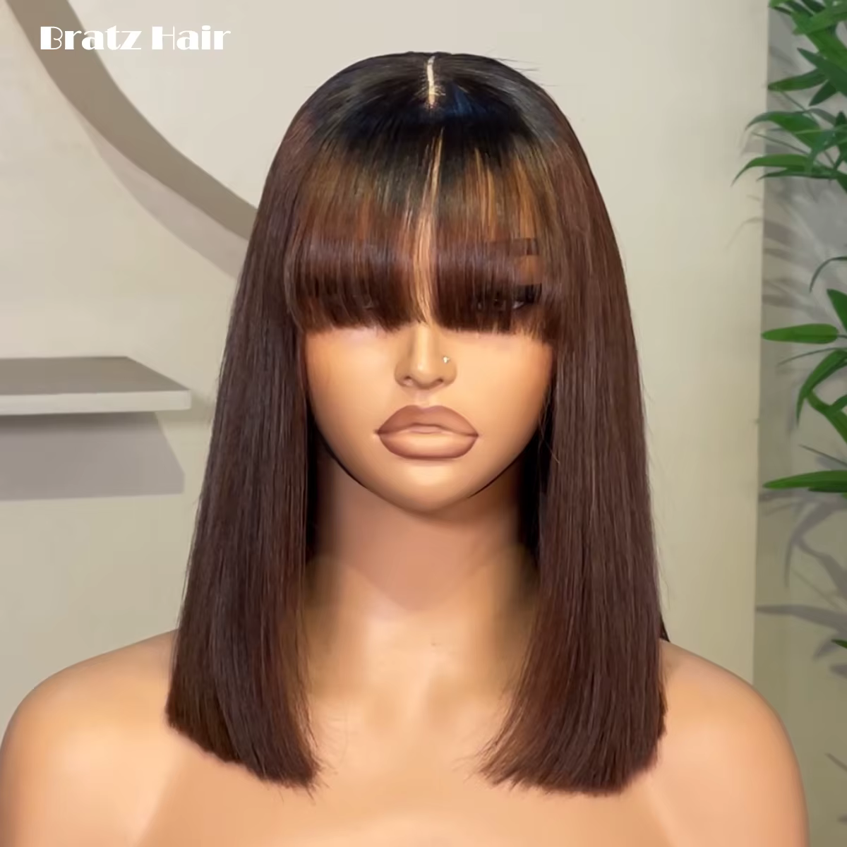 Perruque Bob 2x6 vietnamienne ultra-lisse Super Double Drawn avec frange