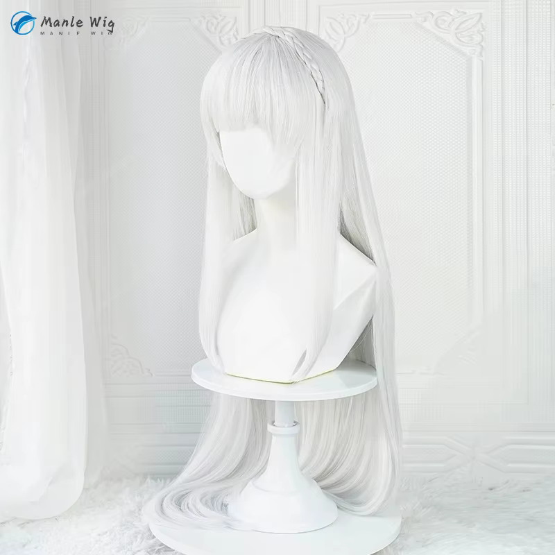 Anime Emilia Cosplay perruque 100 cm de Long argent gris perruques résistant à la chaleur cheveux synthétiques femmes