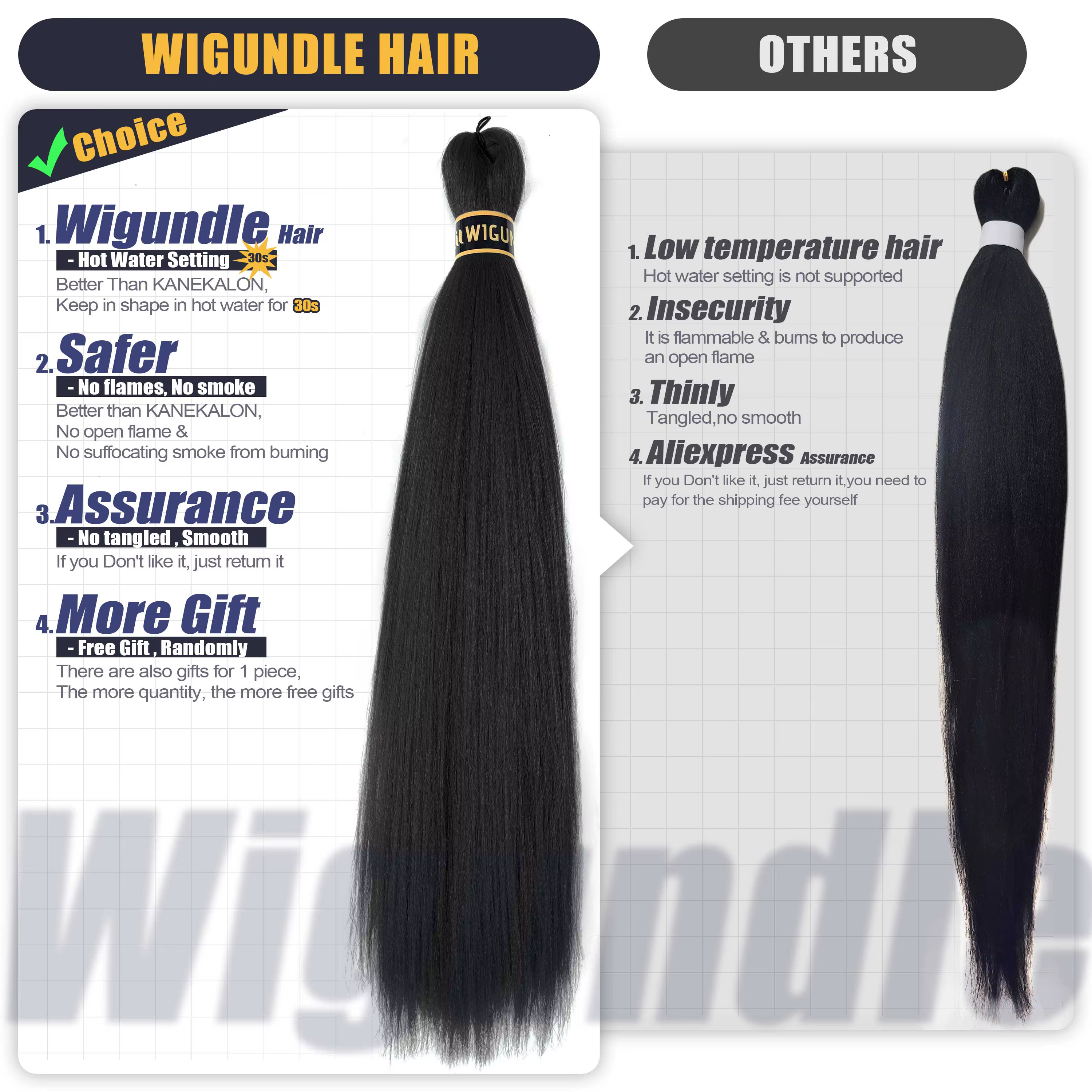 Extensions de cheveux synthétiques tressées faciles pour femmes