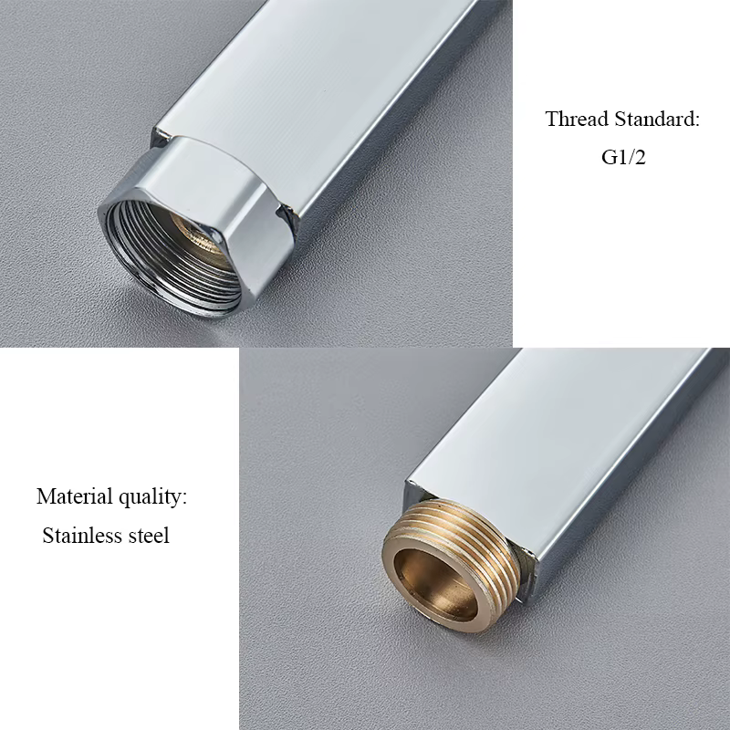 HOShower-Tuyaux d'extension carrés et circulaires, Tube en acier inoxydable, Tuyaux de haute qualité, 30 cm, 40 cm, 50cm