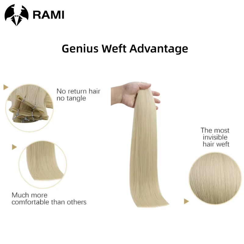 Extensions de cheveux humains à trame génie