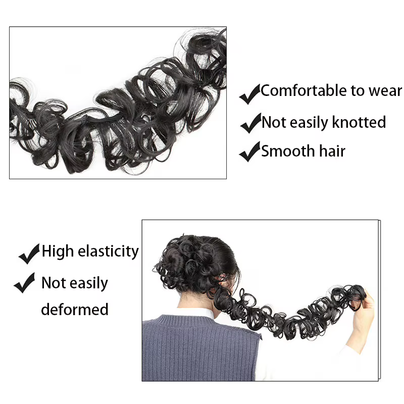 Postiche beignet chignon bouclé et désordonné | Extensions de queue de cheval DIY pour femmes – Accessoires updo
