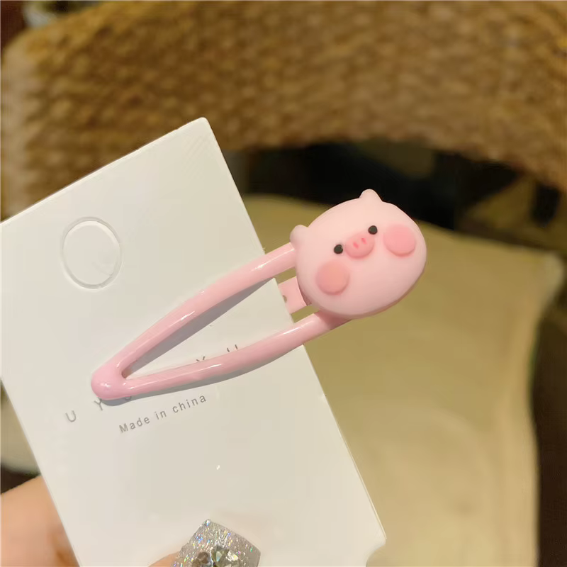 Pinces à cheveux cochon rose pour enfants