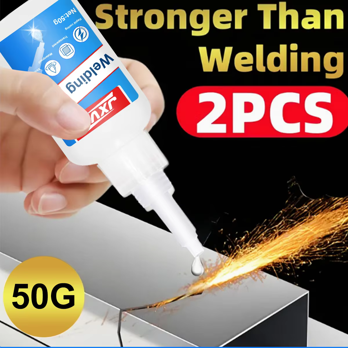 JXVX 50g High Strength Oil-Based Glue for Welding - Colle de soudure universelle à base d'huile pour les adhésifs instantanés pour les résines, les céramiques, les métaux, le verre, les plastiques, le
