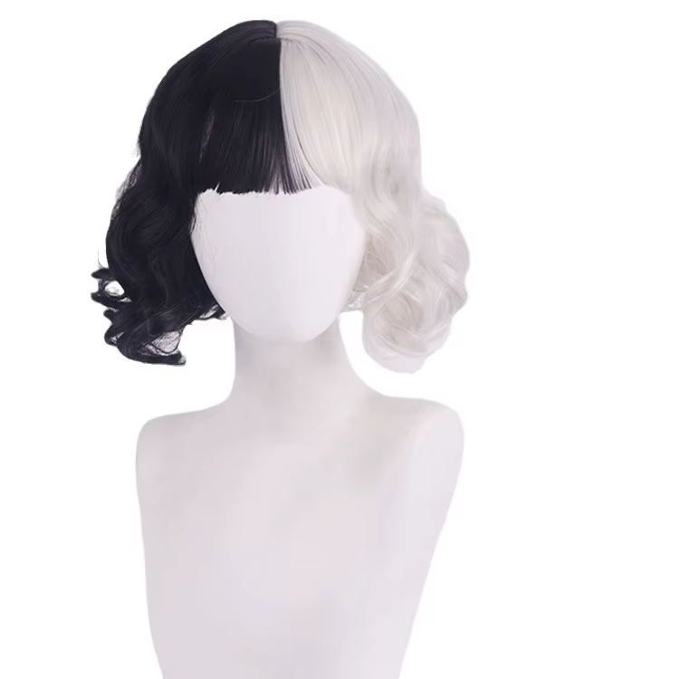 Perruques De Cosplay pour fête d'halloween CRUELLA Deville De Vil