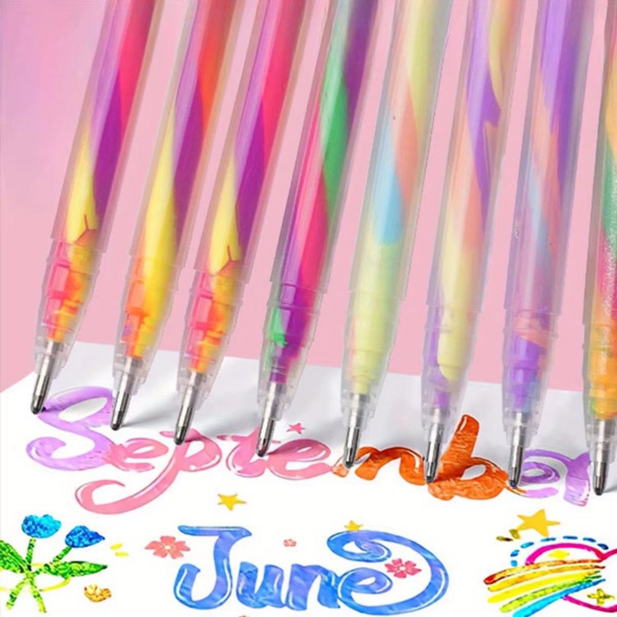 Ensemble de stylos surligneurs en Gel à paillettes, 6 pièces, couleurs vives de 1.2mm, écriture fluide, parfait pour les journaux, l'artisanat de bricolage, les cartes de vœux,