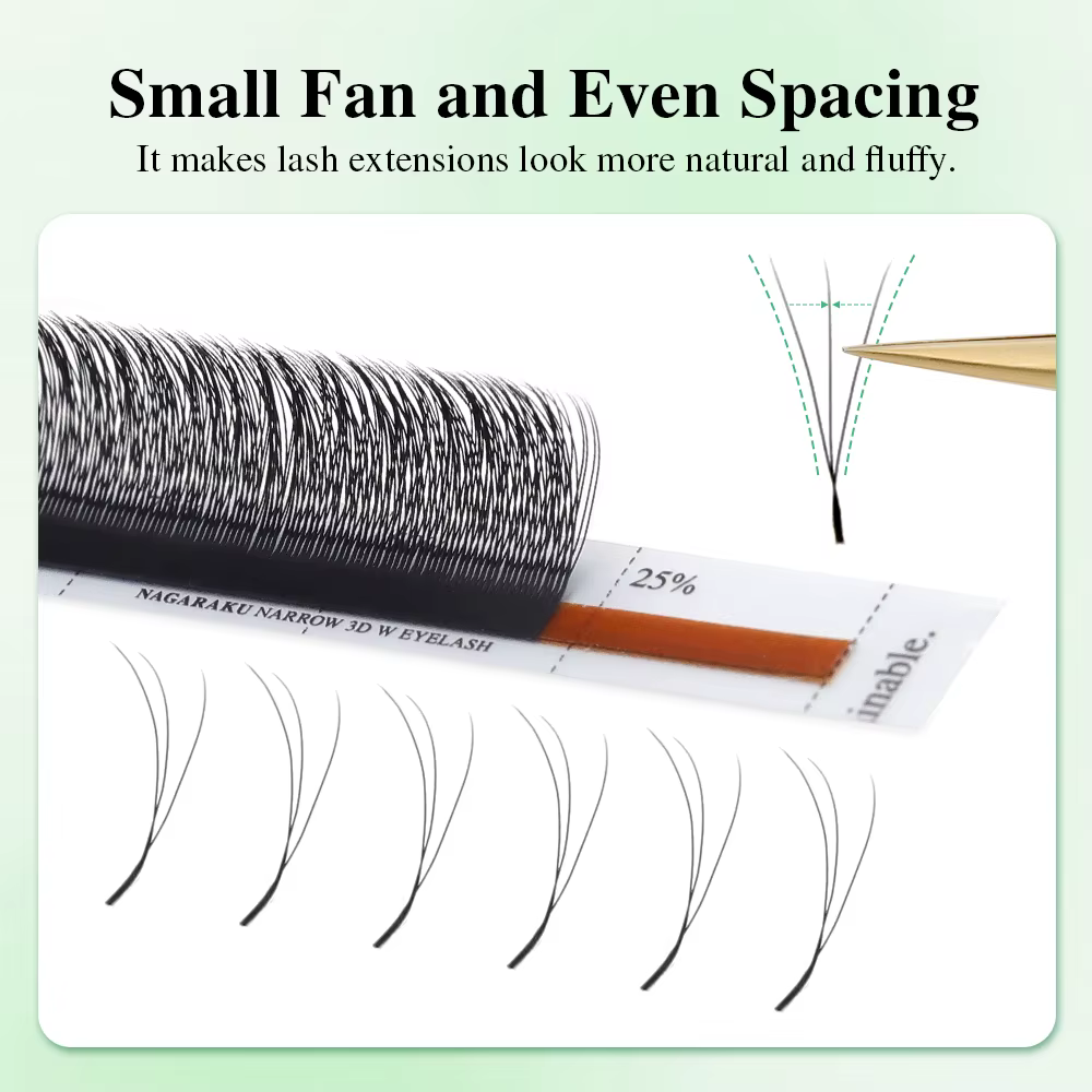 Extensions de cils pré-fabriquées NAGARAKU en forme de V, étroites, 2D 3D 4D 5D W, aspect naturel, doux, petits éventails, effet volumineux et moelleux, en maille