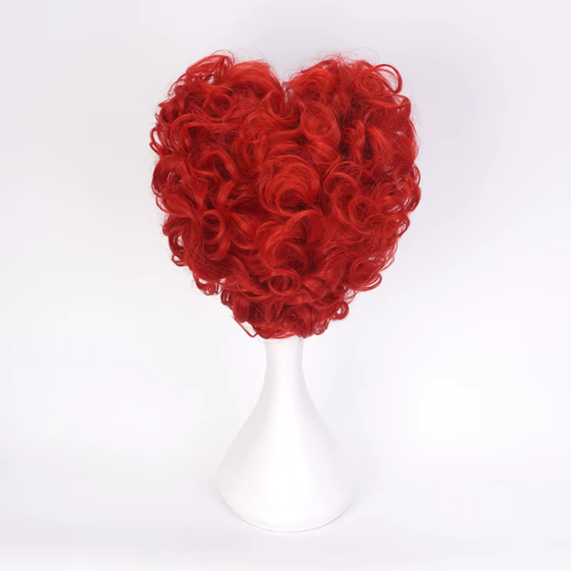 Perruque synthétique courte bouclée rouge la reine rouge
