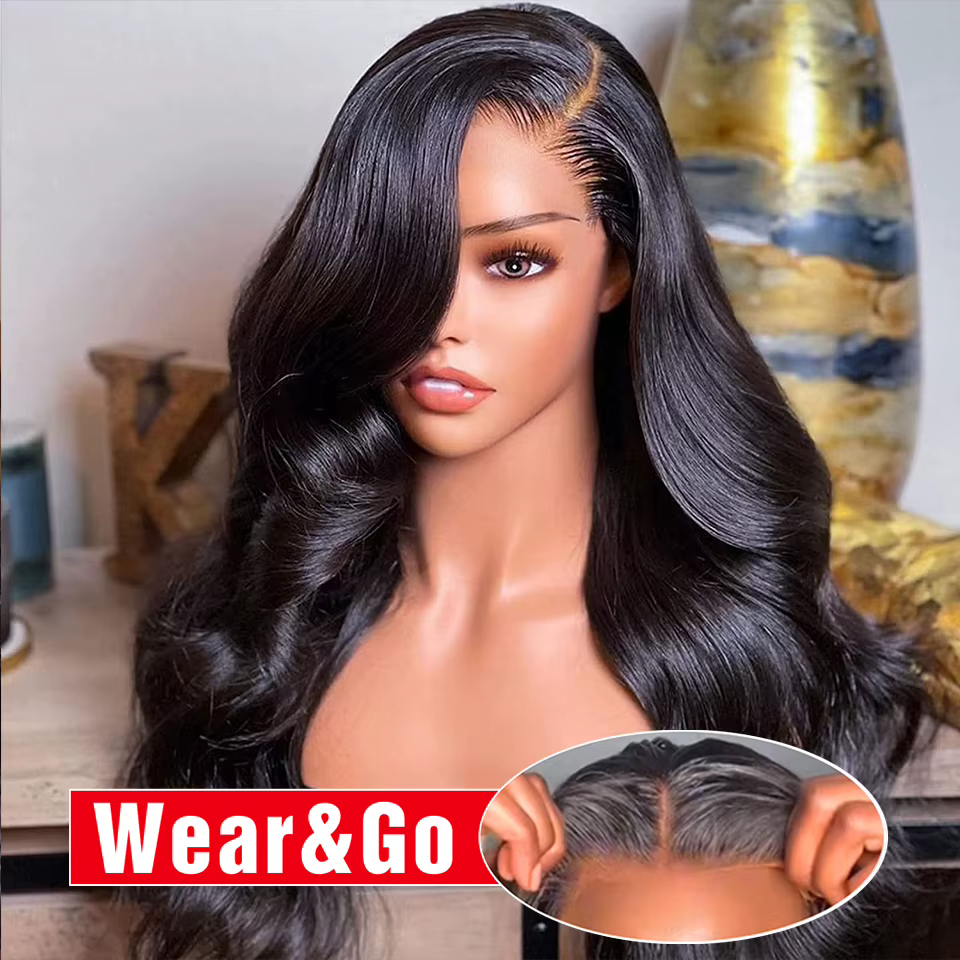 Perruque sans colle cheveux humains prêt à porter pré-plumée pré-coupée sans